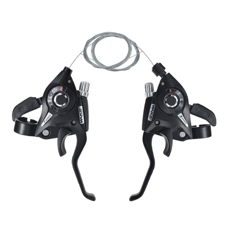 FOMTOR 3x7 Speed Shifte and 3x8 Speed Bicycle Brake Levers Shifter Set, Left Right Brake Lever Shifter Kits with Gear Indicator, Replacement with Shift Cables for Moutain Bike Road Bike, MTB (7 Speed) - Image 1